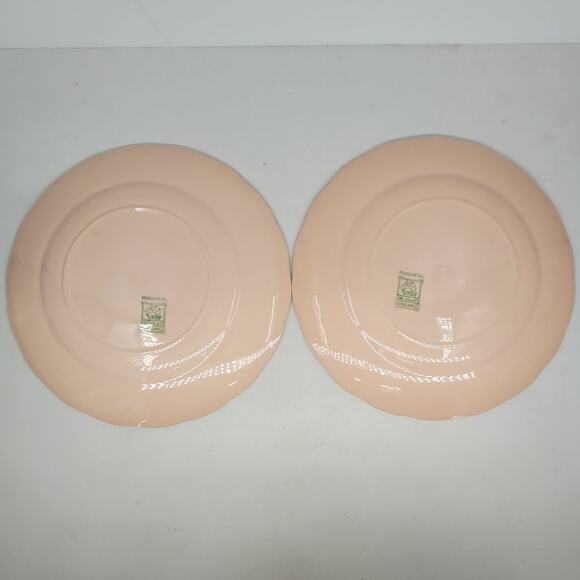 Grindley Peach Pink Vintage Dinner Plates Set Wavy Rim Elegant Tableware 1-5 - Picture 5 of 6